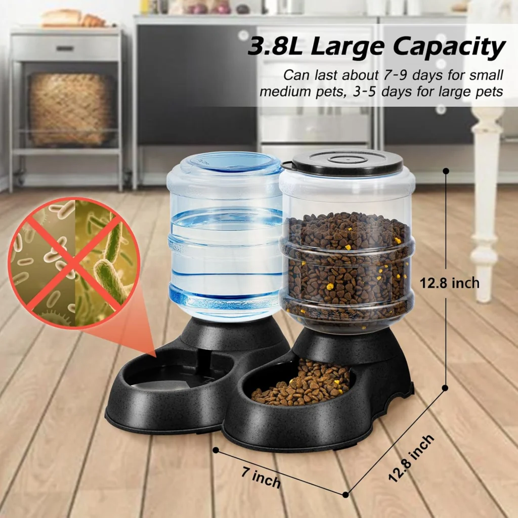 2 Pack Automatic Cat Feeder and Water Dispenser in Set Pet Food Bowl for Small Medium Dog Pets Puppy Kitten Big Capacity 1 Gallon x 2 (Cream) 2 Pack Automatic Cat Feeder and Water Dispenser in Set Pet Food Bowl for Small Medium Dog Pets Puppy Kitten Big Capacity 1 Gallon x 2 (Cream)