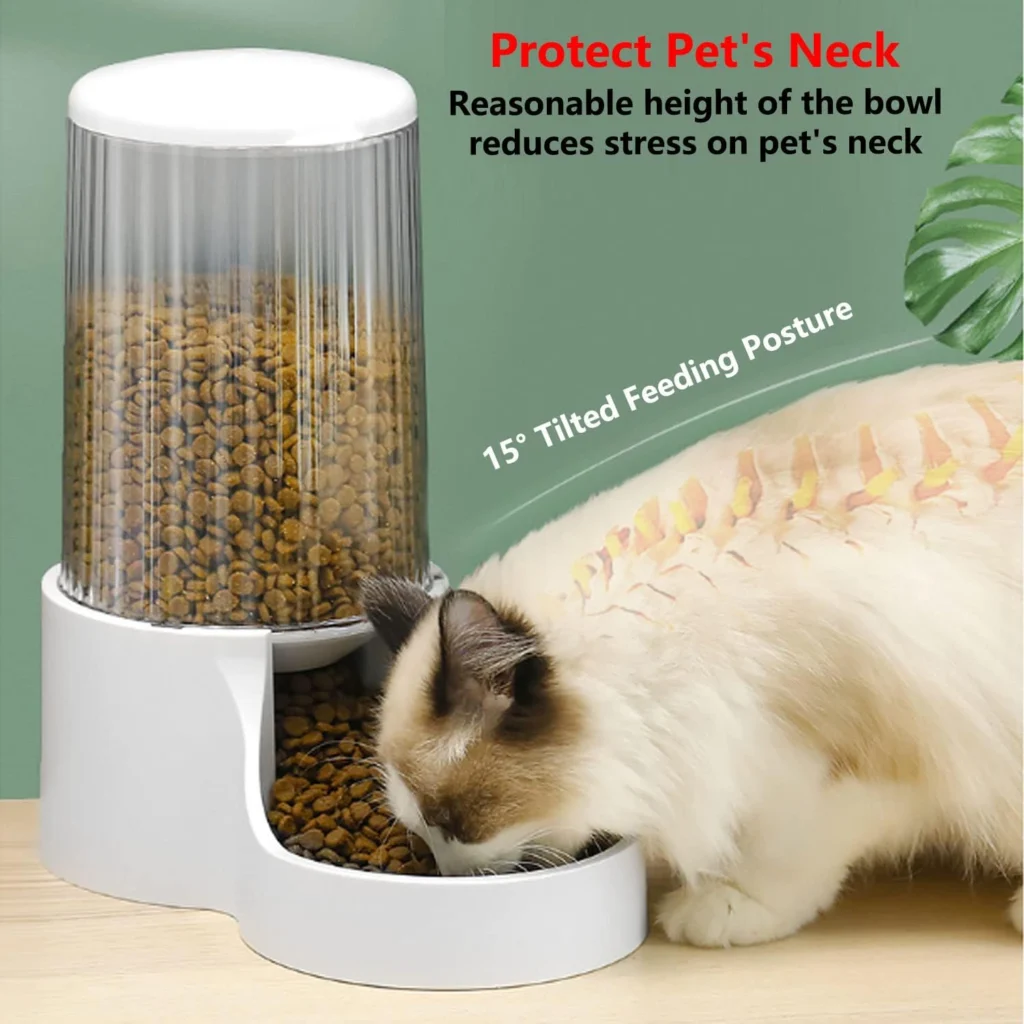 Automatic Cat Feeder, 3.8L Large Automatic Cat Feeders Gravity Cat Food Dispenser with Detachable Top Lid, Visible Bottle and Stainless Steel Bowl for Cat, Dog and Pet (White) Automatic Cat Feeder, 3.8L Large Automatic Cat Feeders Gravity Cat Food Dispenser with Detachable Top Lid, Visible Bottle and Stainless Steel Bowl for Cat, Dog and Pet (White)