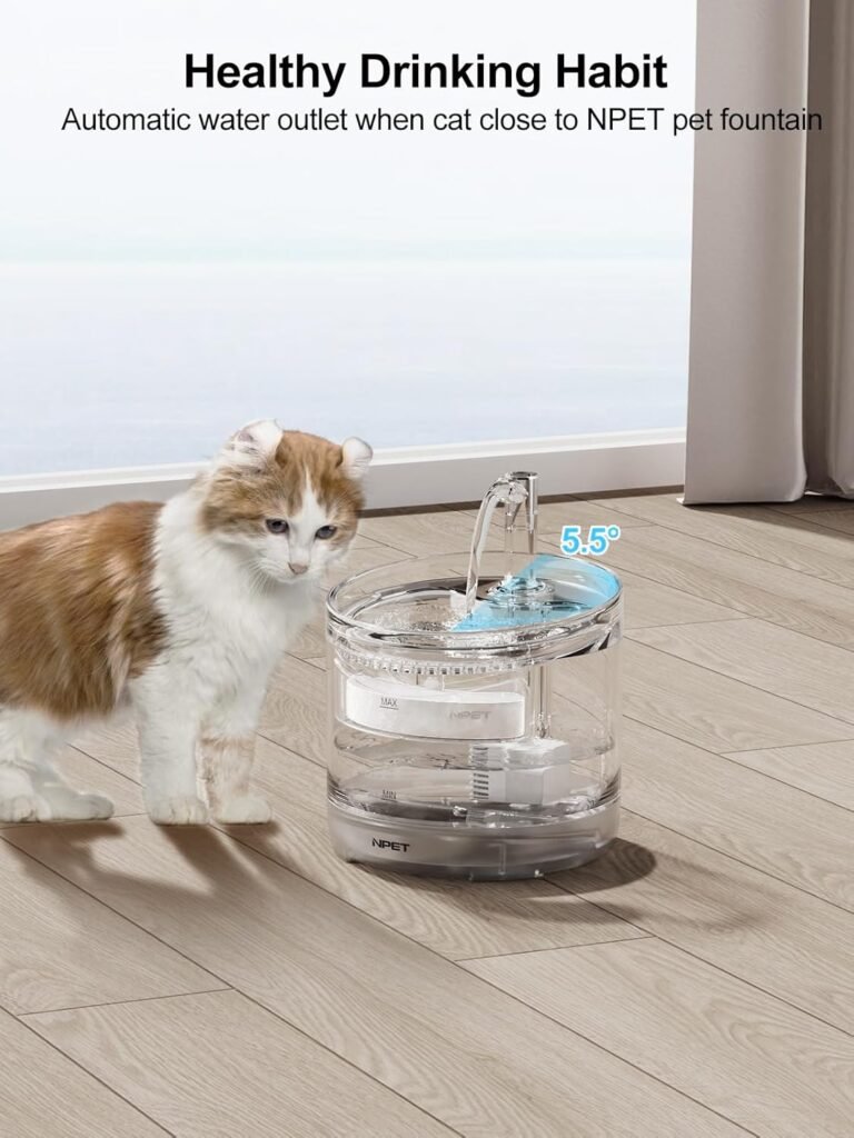 NPET Cat Water Fountain WF050TP 1.5L Automatic Pet Drinking Fountain with Replacement Faucet Kit（No Adapter