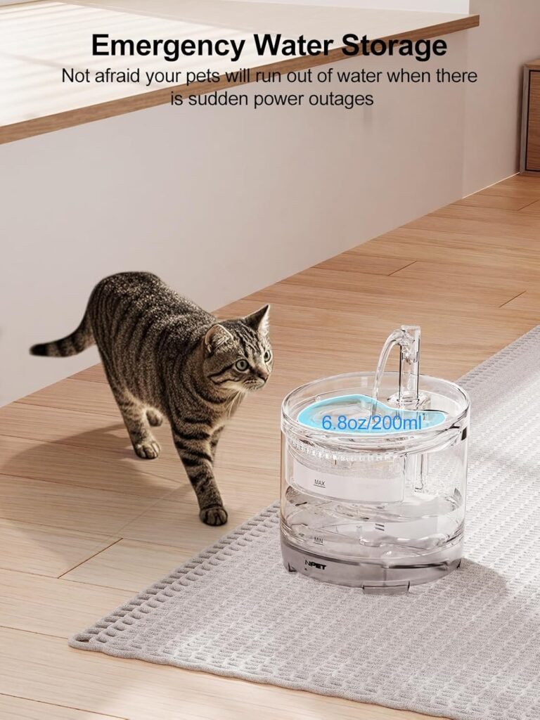 NPET Cat Water Fountain WF050TP 1.5L Automatic Pet Drinking Fountain with Replacement Faucet Kit（No Adapter