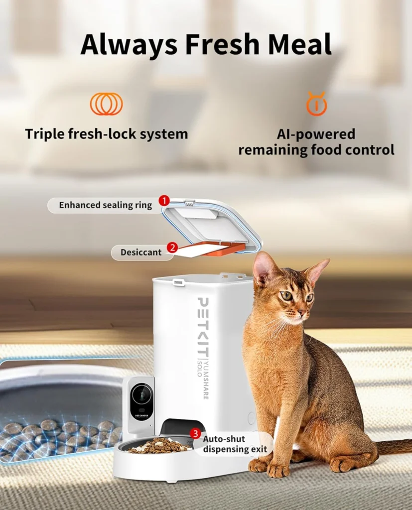 PETKIT Automatic Cat Feeder with Camera, 1080P HD Video with Night Vision, 2.4G WiFi Pet Feeder with Phone App Control, 2-Way Audio for Cats and Small Dogs, Portion Control Up to 10 Meals Per Day PETKIT Automatic Cat Feeder with Camera, 1080P HD Video with Night Vision, 2.4G WiFi Pet Feeder with Phone App Control, 2-Way Audio for Cats and Small Dogs, Portion Control Up to 10 Meals Per Day