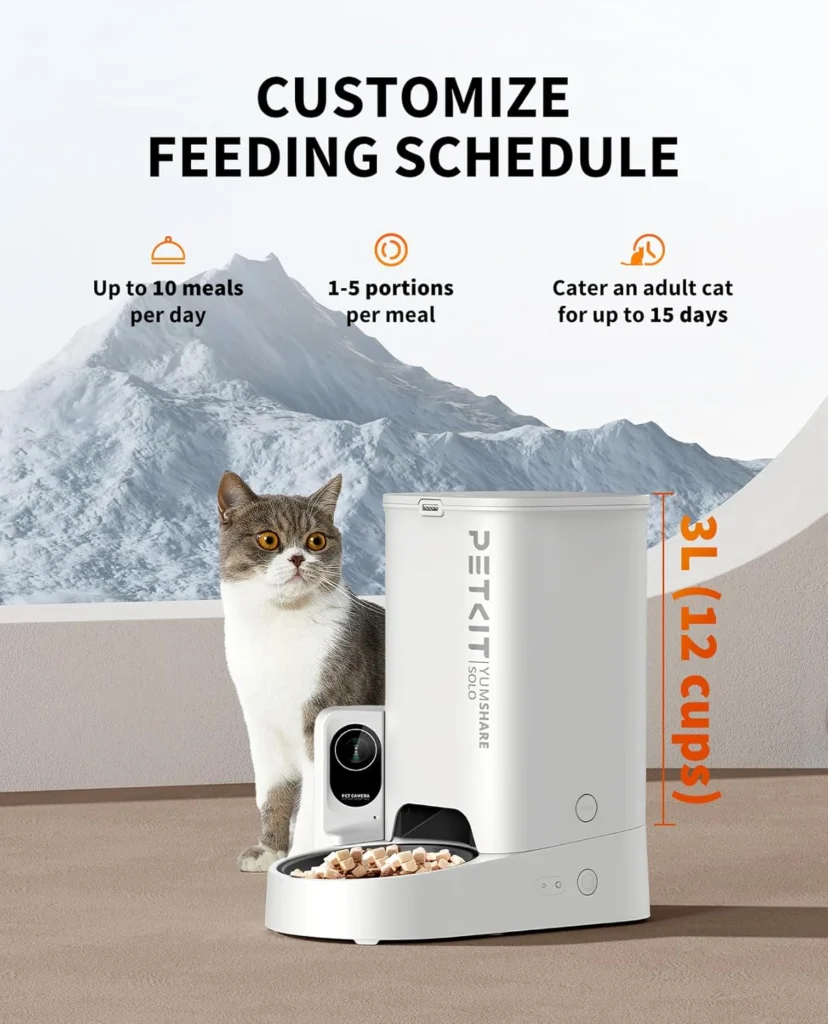 PETKIT Automatic Cat Feeder with Camera, 1080P HD Video with Night Vision, 2.4G WiFi Pet Feeder with Phone App Control, 2-Way Audio for Cats and Small Dogs, Portion Control Up to 10 Meals Per Day PETKIT Automatic Cat Feeder with Camera, 1080P HD Video with Night Vision, 2.4G WiFi Pet Feeder with Phone App Control, 2-Way Audio for Cats and Small Dogs, Portion Control Up to 10 Meals Per Day
