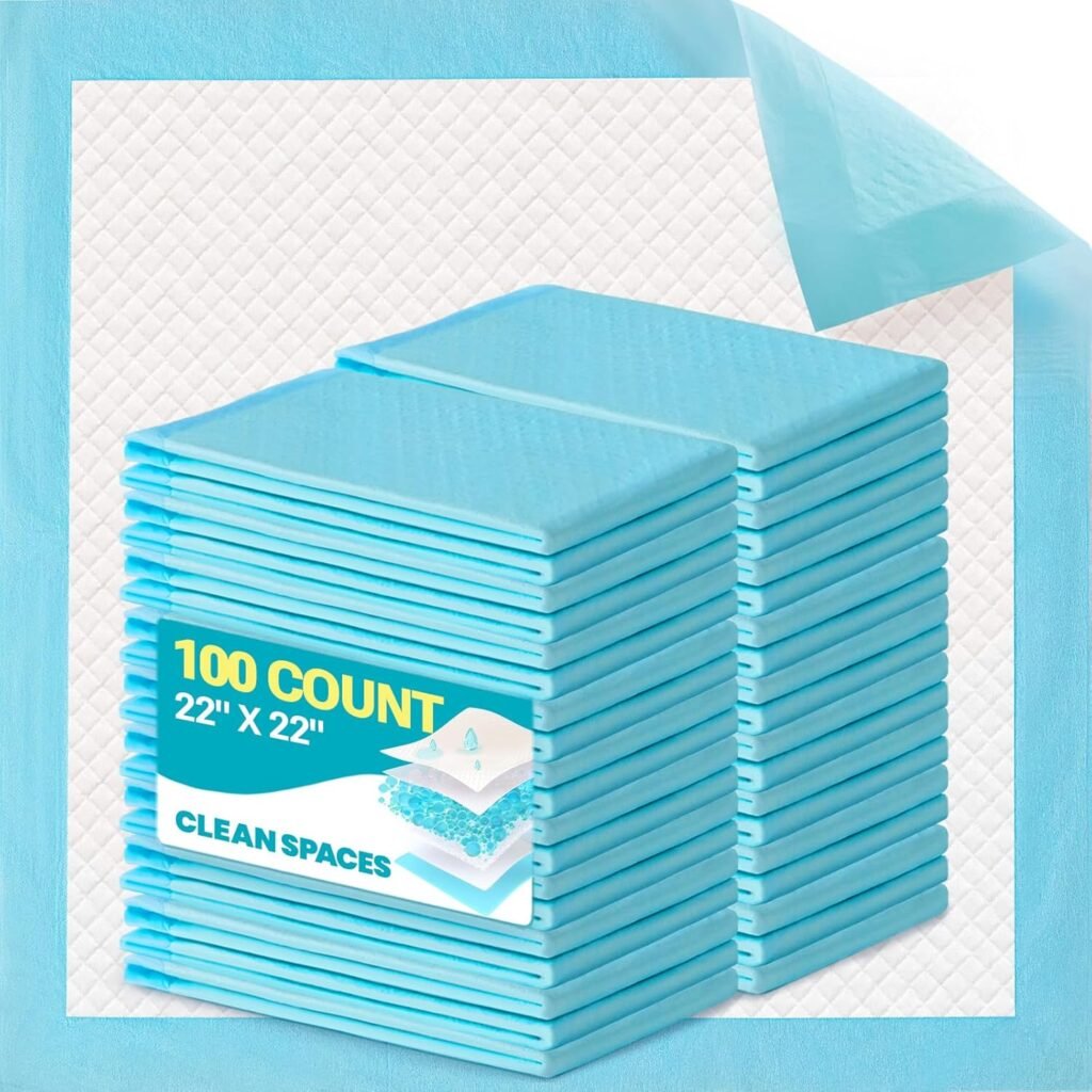 100 Count Super Absorbency Puppy Pads 22x 22, Leakproof Quick Drying Dog Training Pee Pads, Puppy Pee Pads, Disposable Underpads Changing Pads for Baby, Puppy and Adults