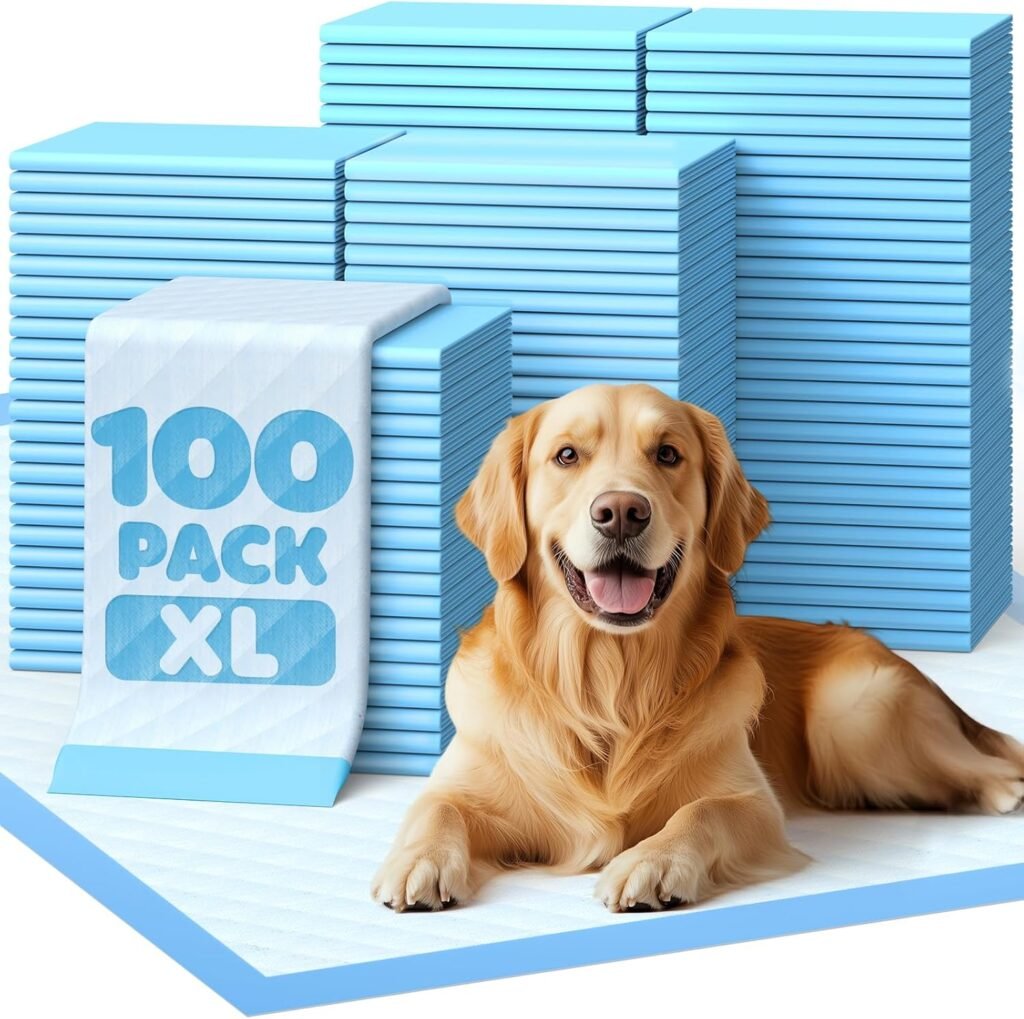 100-Pack X-Larg Puppy Pads - 34 x 28 Extra Large Pee Pads for Dogs with 6-Layer Leakproof Protection, Quick-Dry and Disposable Dog Pads with High Absorbency for Easy Potty Training