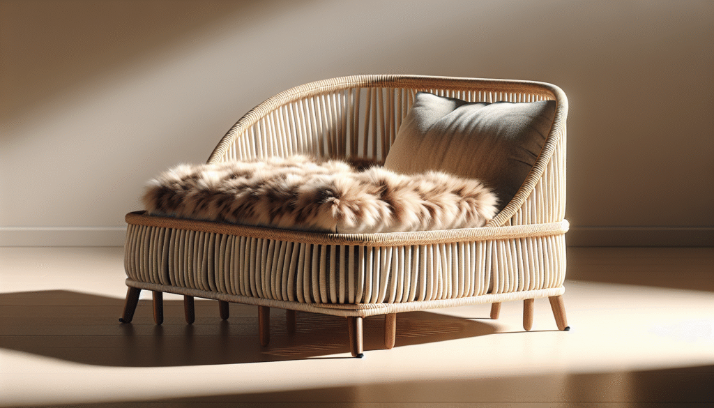 2 in 1 Large Woven Rattan Cat Couch Bed with 19x 14 Removable Plush Pad Mat, Pet Sofa for Indoor Elevated Cat Beds Suitable for Kitty, Puppy or Small Animal (Supports 33 lbs)