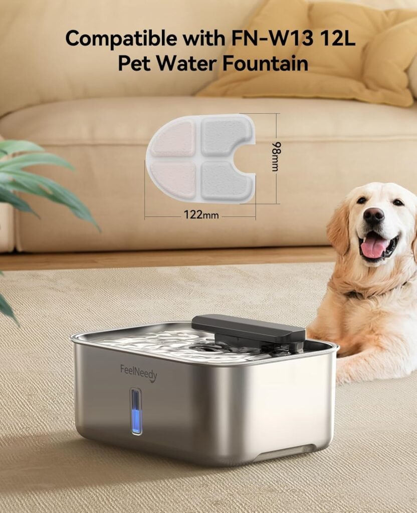 3 Gal Stainless Steel Dog Water Fountain for Large Dog, Pet Water Fountain, Dog Water Bowl Dispenser with Water Level Window, Super Quiet for S-L Dogs and Multi-Pet, Easy to Clean(FN-W13)