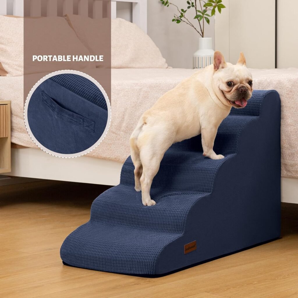 3-Step Dog Ramp and Stairs for Sofa and Chair - Non-Slip Sturdy Pet Steps for Small Dogs and Cats,15.7 H,Grey