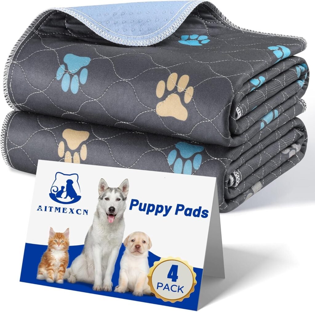 Aitmexcn Washable Puppy Dog Pee Pad, 2PCS 100% Waterproof Whelping Training Mat for Puppy/Senior Dog, Fast Drying Reusable Puppy Pads for Indoor, Outdoor and Car Travel- 24 x 36