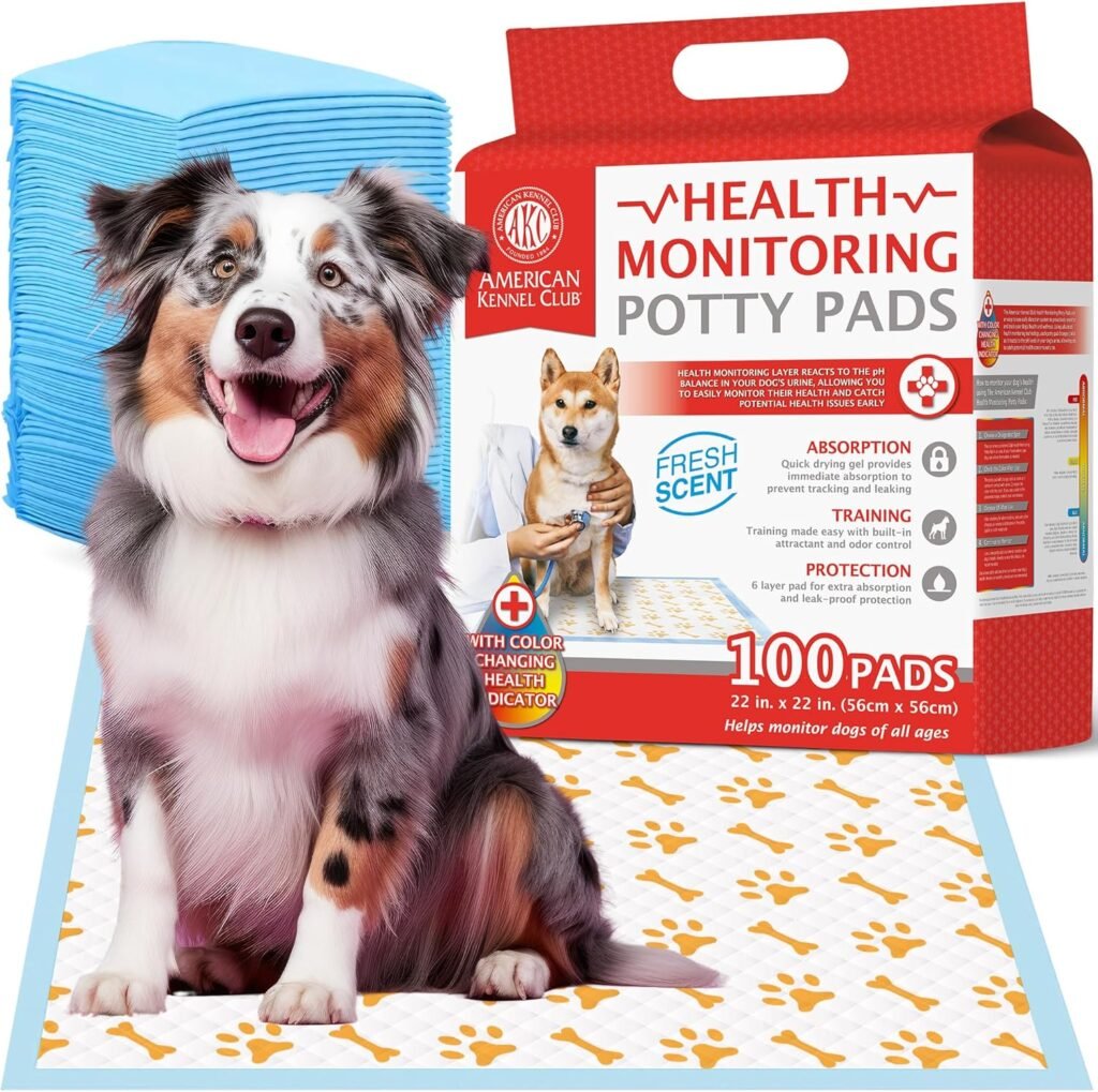 AKC Advanced Puppy Pads with Color-Changing Health+ Indicator and Ultra Absorbent Quick Dry Gel – 22x22 Leakproof Training Pads for Dogs – Fresh Scented – 100 Count