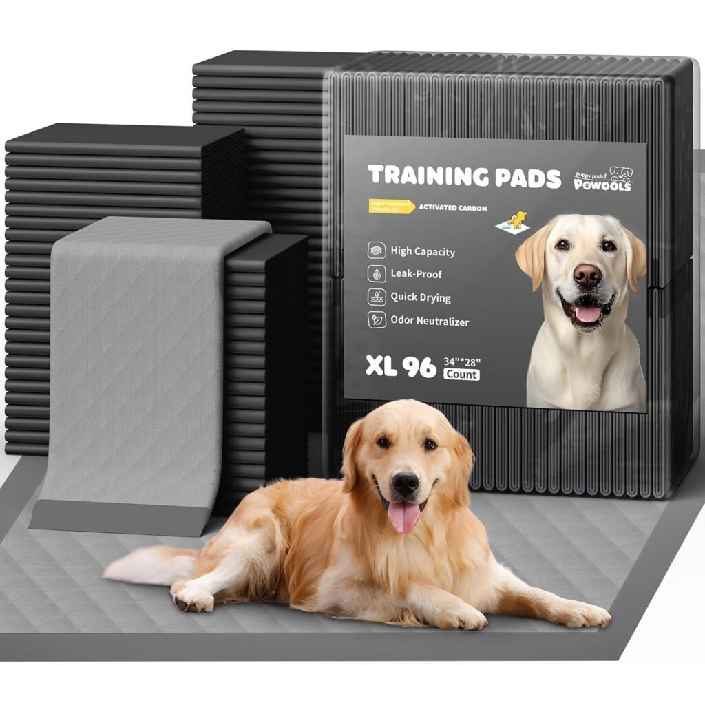 Charcoal Puppy Pads - 96 Packs, 34.0×28.0 Ultra-Large Puppy Pads, Odor-Control Carbon Pee Pads for Dogs, 6-Layer Dog Training Pads, Ultra-Absorbent  Quick-Dry Black Puppy Pads