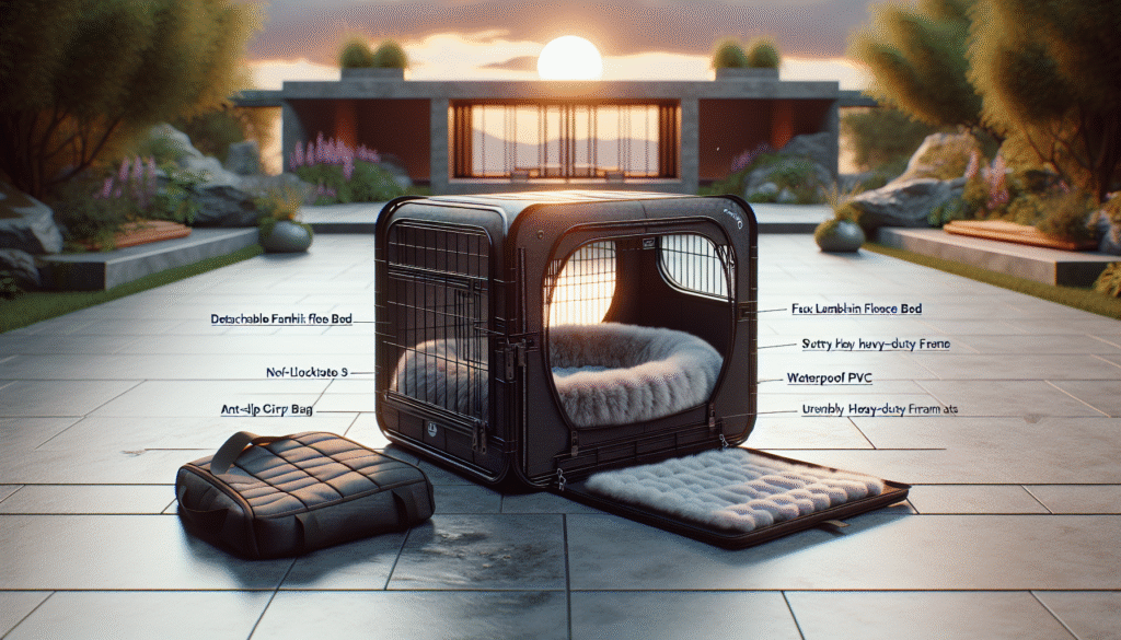 Collapsible Dog Crate, Portable Soft Dog Crate with Fleece Bed for Large Dog, Folding Travel Carrier Kennel with 3-Door Mesh Windows for Indoor Outdoor, 36 L x 25 W x 25 H,Black