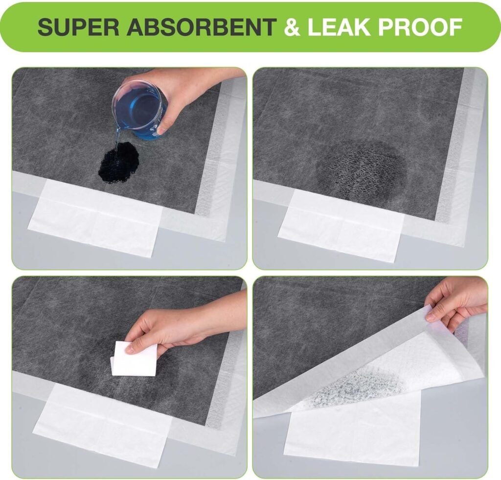Disposable Dog Pee Pads, 13 x 18 Odor-Control Bamboo Charcoal Fiber Puppy Pads, Super Absorbent  Leak Proof Pet Training Pads, Quick Dry for Dogs, Cats and Rabbits - 50 Counts