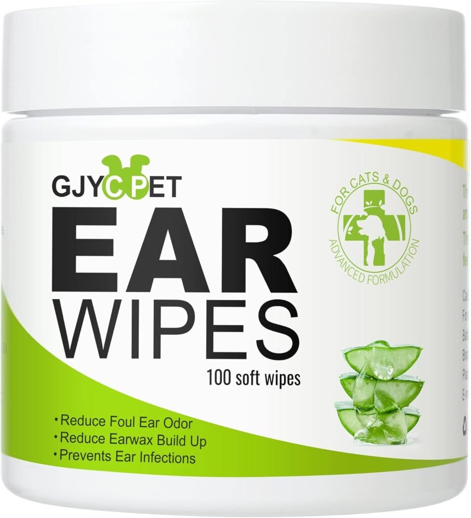 Dog Ear Wipes - Cat Dog Ear Cleaner, Puppy Ear Wipes Wash Cleaner for Dogs Cats - 100 Wipes for Dog Cat Ear Cleaning, Remove Ear Wax Dirt Debris for Dogs Cats Ear Infection Treatment Wipes