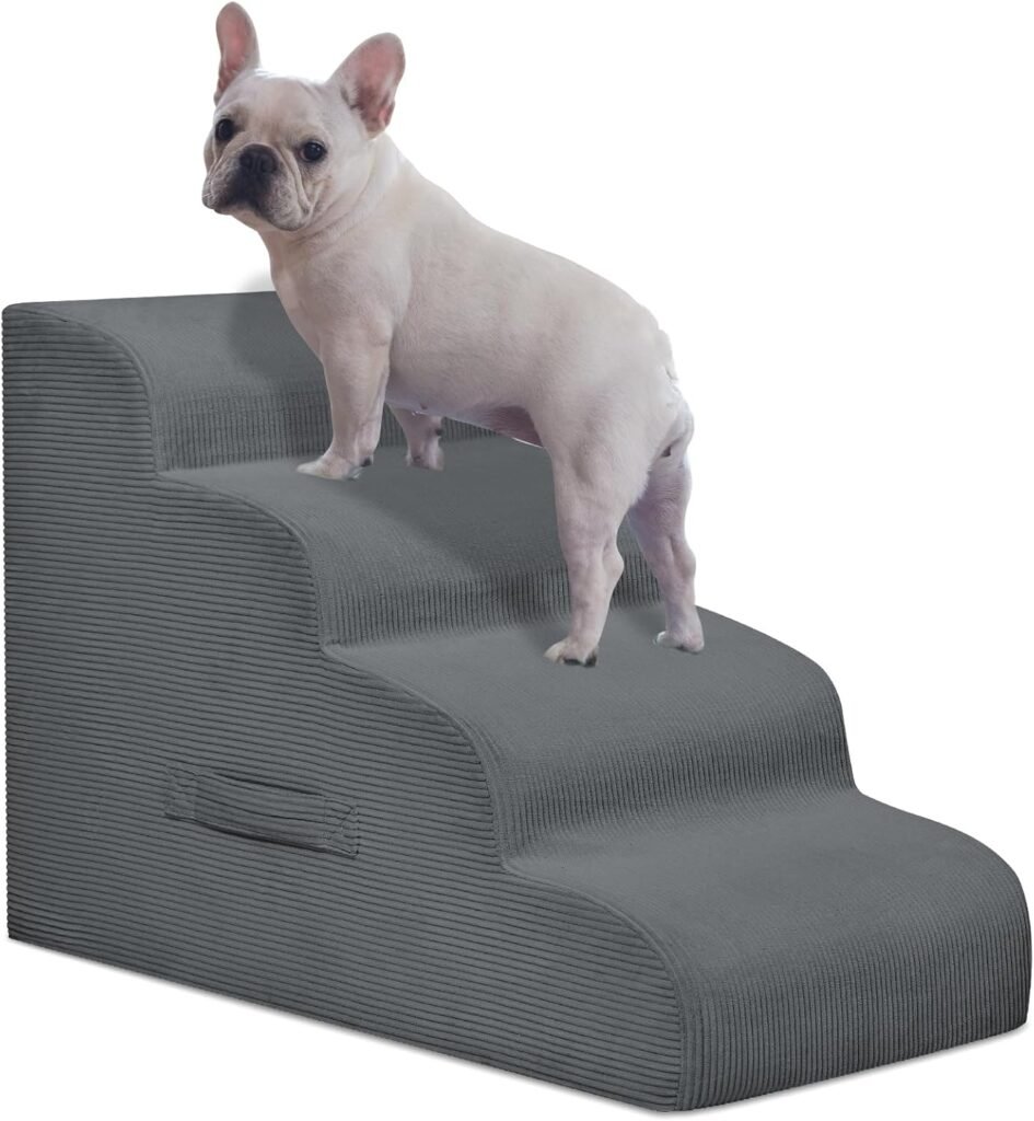 Dog Stairs for Small Dogs and Cats, 20 H 4 Steps Dog Ramp for High Beds, Couch, Sofa, Waterproof Pet Stairs with Removable Washable Cover, Non-Slip Sturdy Pet Steps
