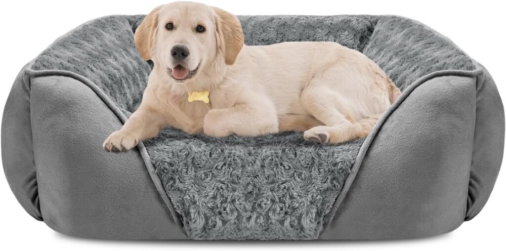 INVENHO Rectangle Washable Orthopedic Dog Bed for Small, Medium and Large Dogs, Soft Calming, Sleeping Puppy Bed Durable Pet Cuddler with Anti-Slip Bottom, S (20x19x6)