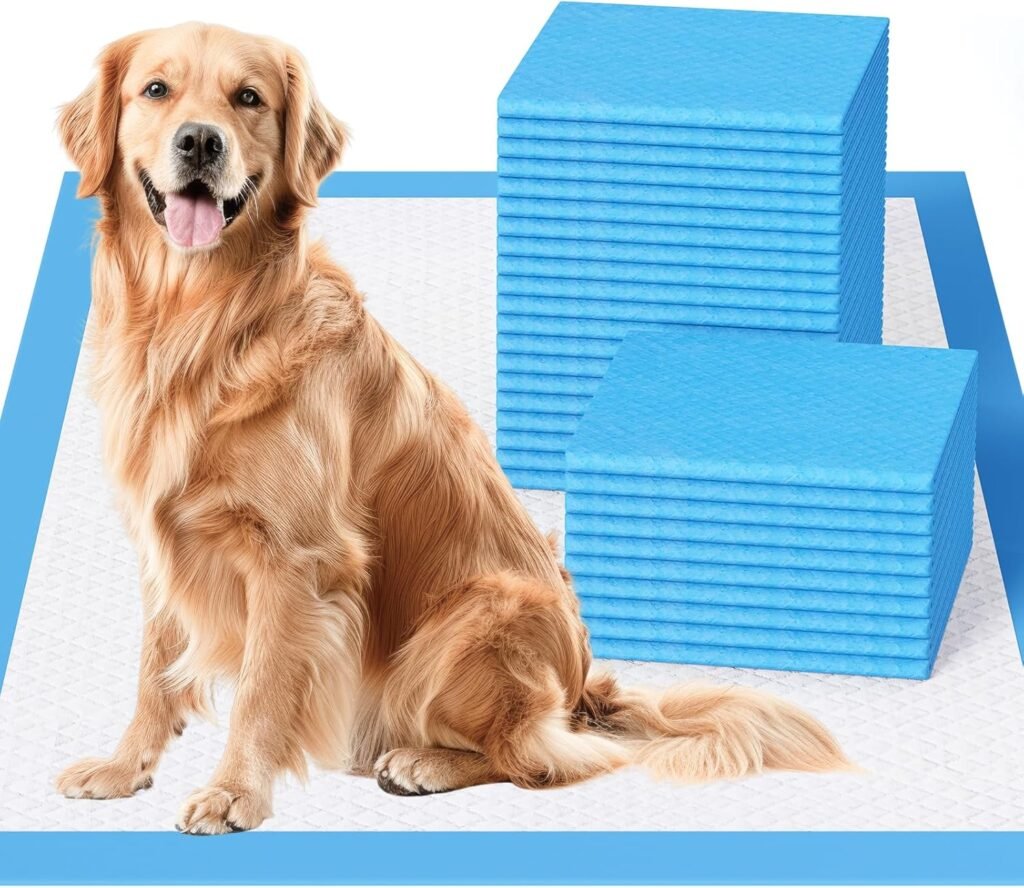 JollyMate Dog Pee Pads Extra Large 28x34, X-Large Puppy Training Pads with Adhesive Tabs, 6 Layers Thick, Super Absorbent, Leak-Proof, Quick-Dry, Potty Pads for Dogs and Puppies (50 Count)