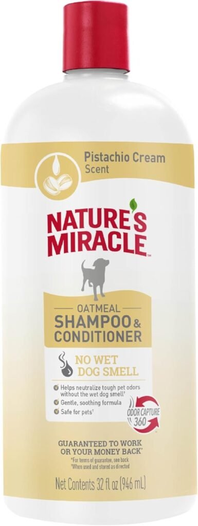 Natures Miracle Nature’s Miracle Oatmeal Shampoo  Conditioner for Dogs, 32 Oz, Pistachio Cream Scent