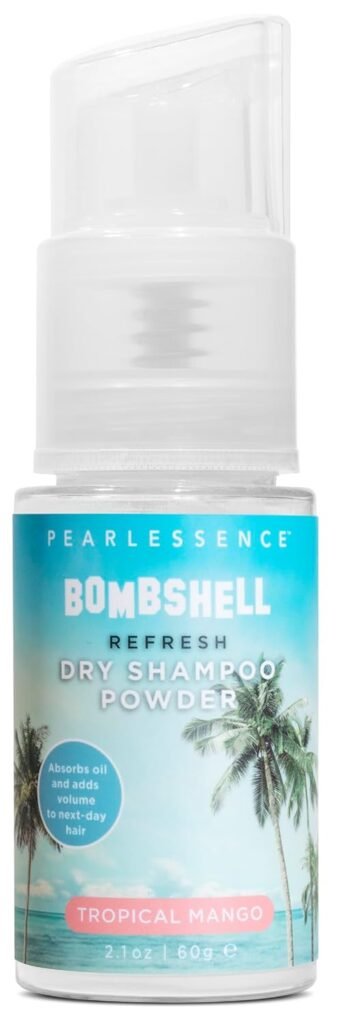 Pearlessence Bombshell Refresh Dry Shampoo Powder | Tropical Mango | Lightweight Formula, Absorbs Oil, Adds Volume  Freshness Between Washes (2.1 Oz)