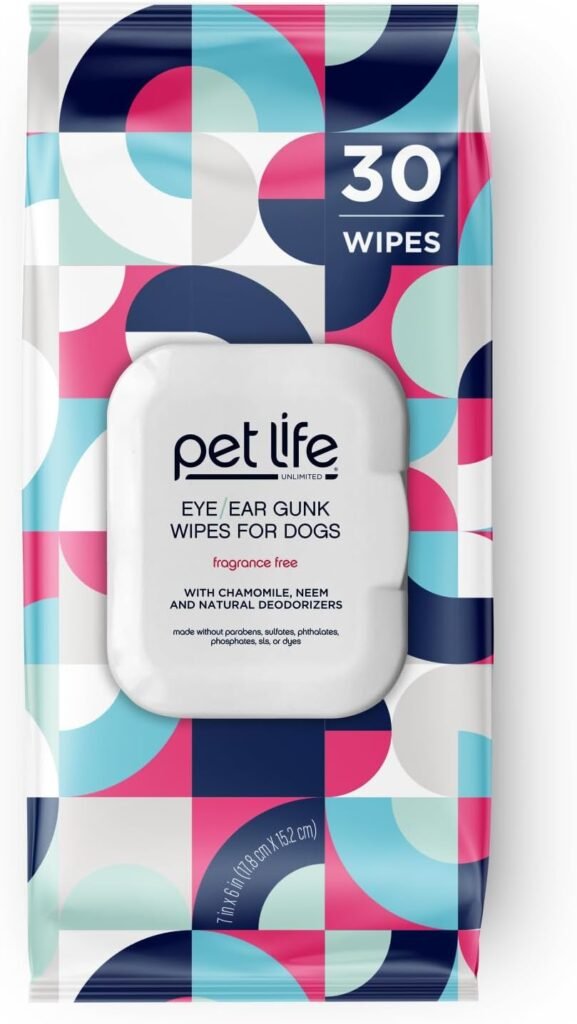 Pet Life Unlimited Dog Ear Wipes, Dog Eye Wipes - Plant-Based Dog Ear Cleaner Wipes with Moisturizing Aloe Leaf  Soothing Chamomile - Fragrance Free Eye and Ear Wipes for Dogs - 30 Count (Pack of 4)