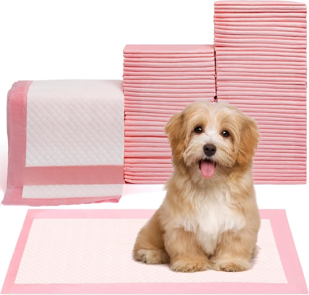 Pet Toilet Training Pads 100Count Disposable Puppy Pee Pads 18 x 13 for Dogs, Ultra Absorbent|Quick Dry|Leak-Proof Pet Potty Pads for Dog, Cat, Rabbits and Guinea Pigs (Pink)