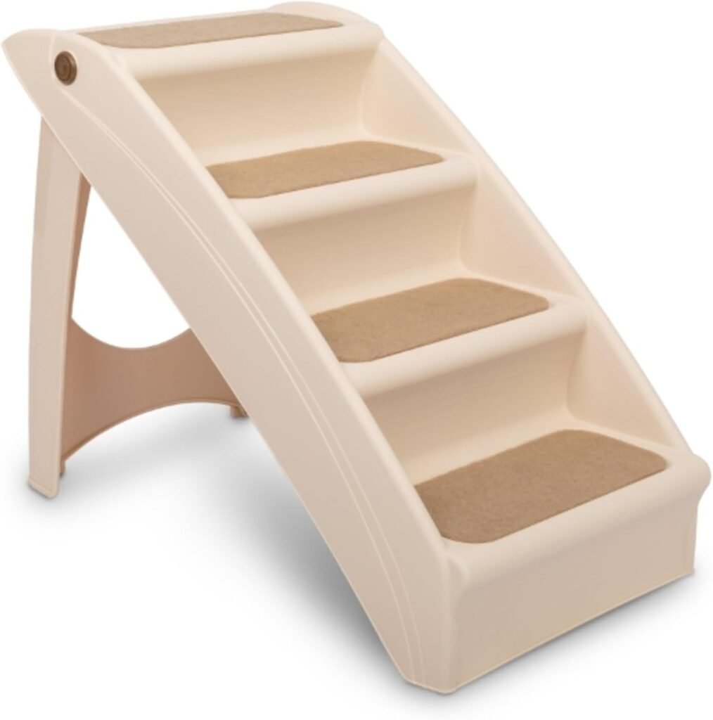 PetSafe CozyUp Folding Dog Stairs, Portable Indoor/Outdoor Pet Steps for Bed, Couch  Car, Tan, 20 Inch