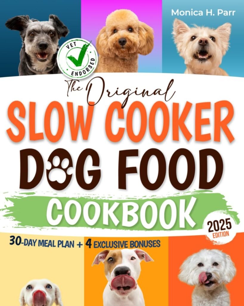 Slow Cooker Dog Food Cookbook: The Ultimate Vet-Approved Guide to Well-Balanced, Easy, and Nutritious Homemade Recipes for Your Dog | With Size-Specific Meals, Storage Tips, and Serving Guidelines      Paperback – July 8, 2024