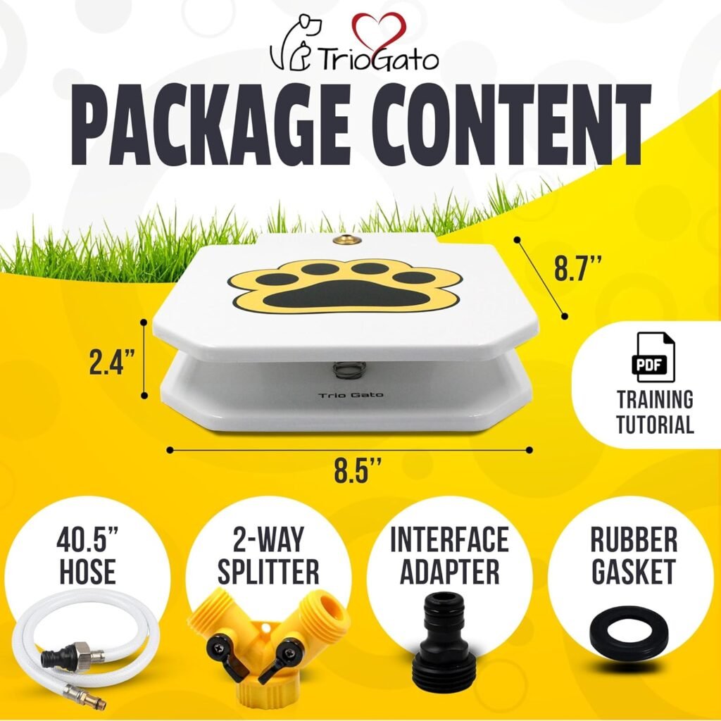 Trio Gatos Outdoor Dog Water Fountain Step On, Dog Sprinkler Paw Activated, Drinking Pet Dispenser, Provides Fresh Water, Sturdy, Easy to Use