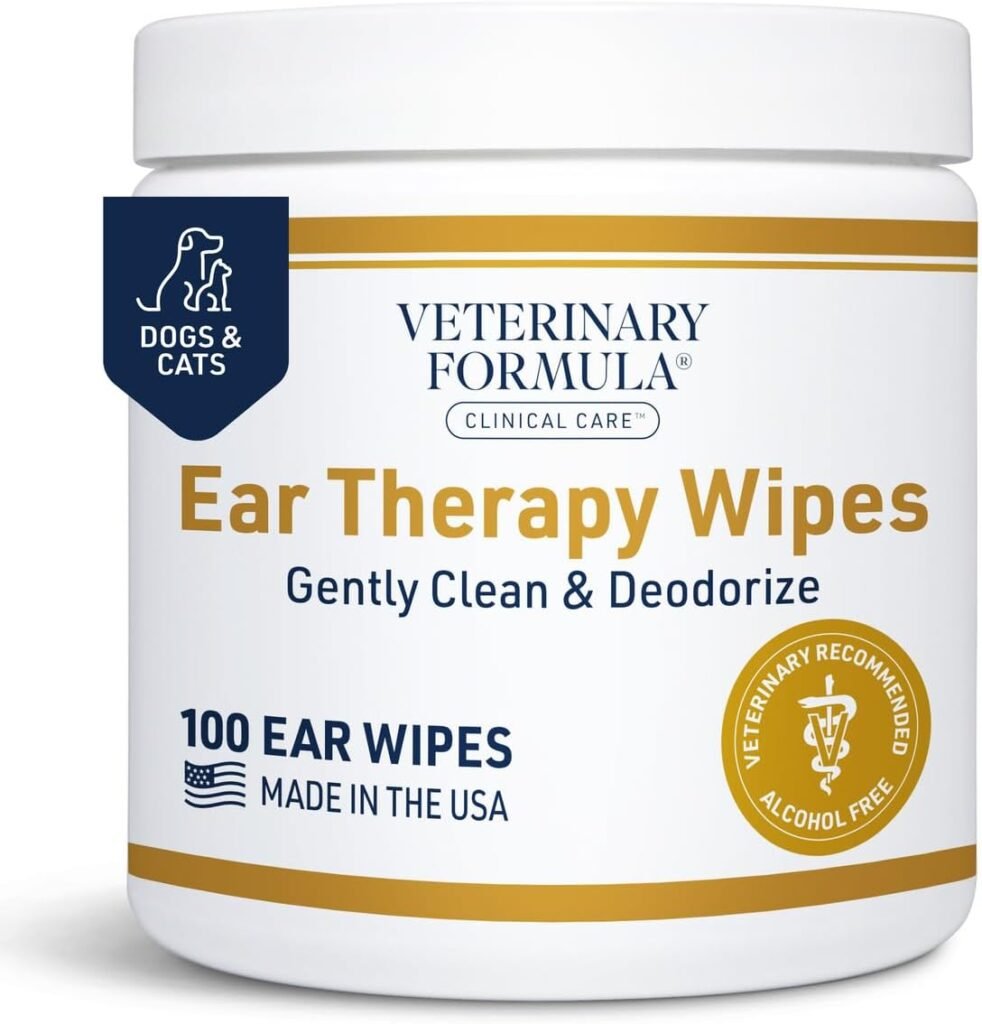 Veterinary Formula Clinical Care Ear Therapy Wipes, 100ct – Cat and Dog Ear Cleaner – Help Relieve Itchy Ears Quickly  Effectively Remove Dirt, Debris, and Foul Odor