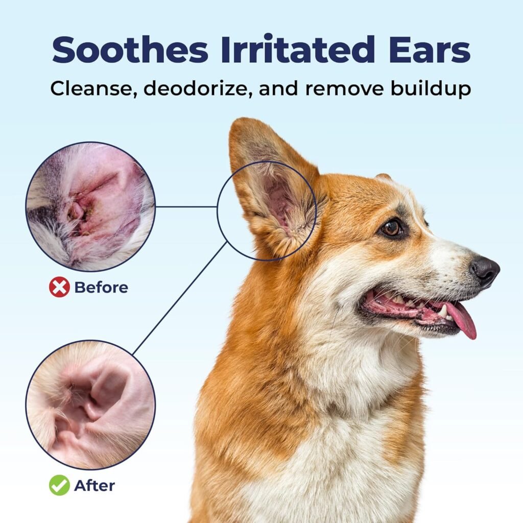 VETNIQUE Oticbliss Advanced Cleaning Ear Wipes for Dogs  Cats for Odor Control, Dirt and Wax Removal with Soothing Aloe Vera, Drying Agent and Vitamin E, Clear the Ear 100ct Wipes