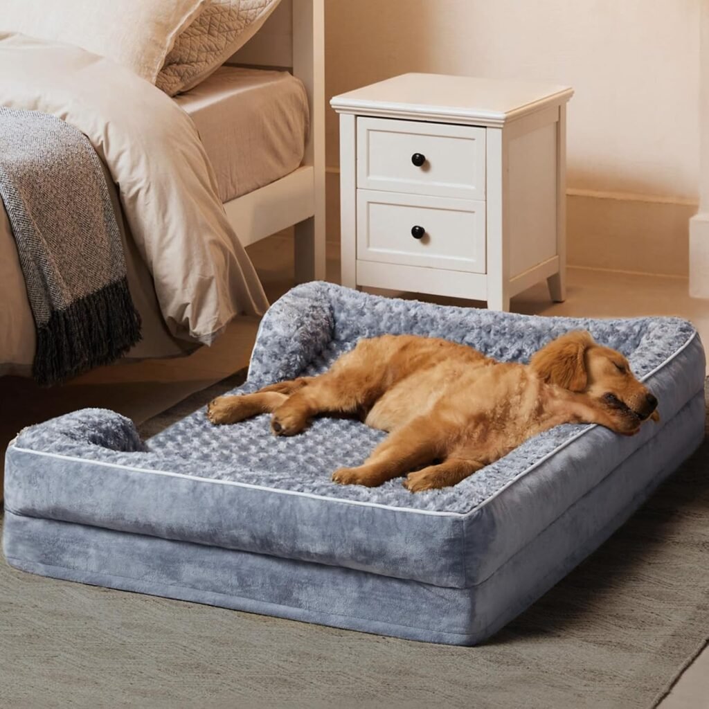 WNPETHOME Dog Beds for Large Sized Dogs, Washable Orthopedic Dog Couch Sofa Bed with Waterproof Lining  Non-Skid Bottom for Pet Sleeping