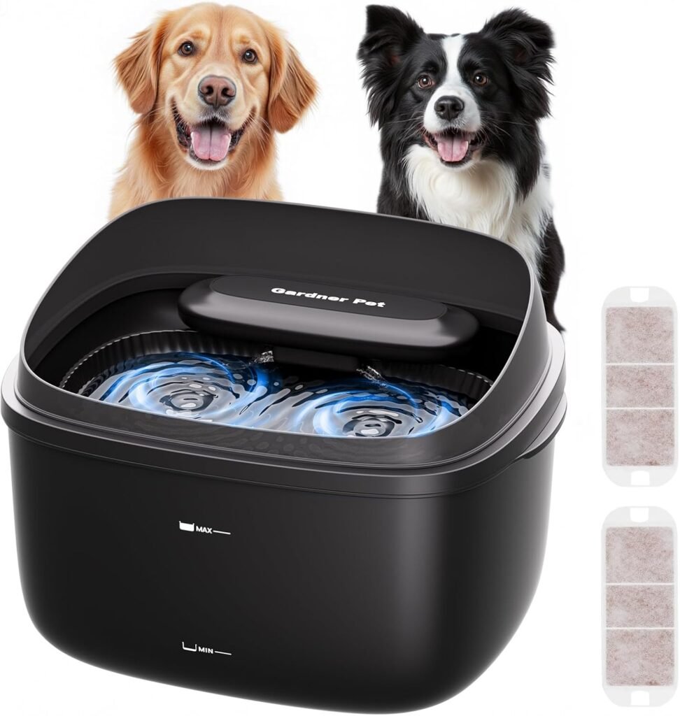 Gardner Pet Dog Water Fountain for Large Dogs, 8L/2.1Gal Large Capacity Automatic Dog Water Bowl Dispenser with Vortex Circulation, UVMaifan Stone Filter, Quiet Dog Water Bowl(Without Adapter)