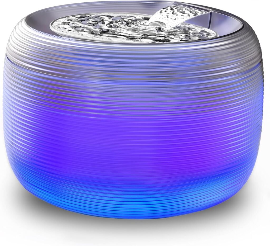 SIBAYS Cat Water Fountain, 118oz/3.5L Large Capacity Cat Fountain for Drinking with LED Light  Water Shortage Reminder, Plastic Automatic Dog Water Bowl Dispenser, Easy to Clean(FS75)
